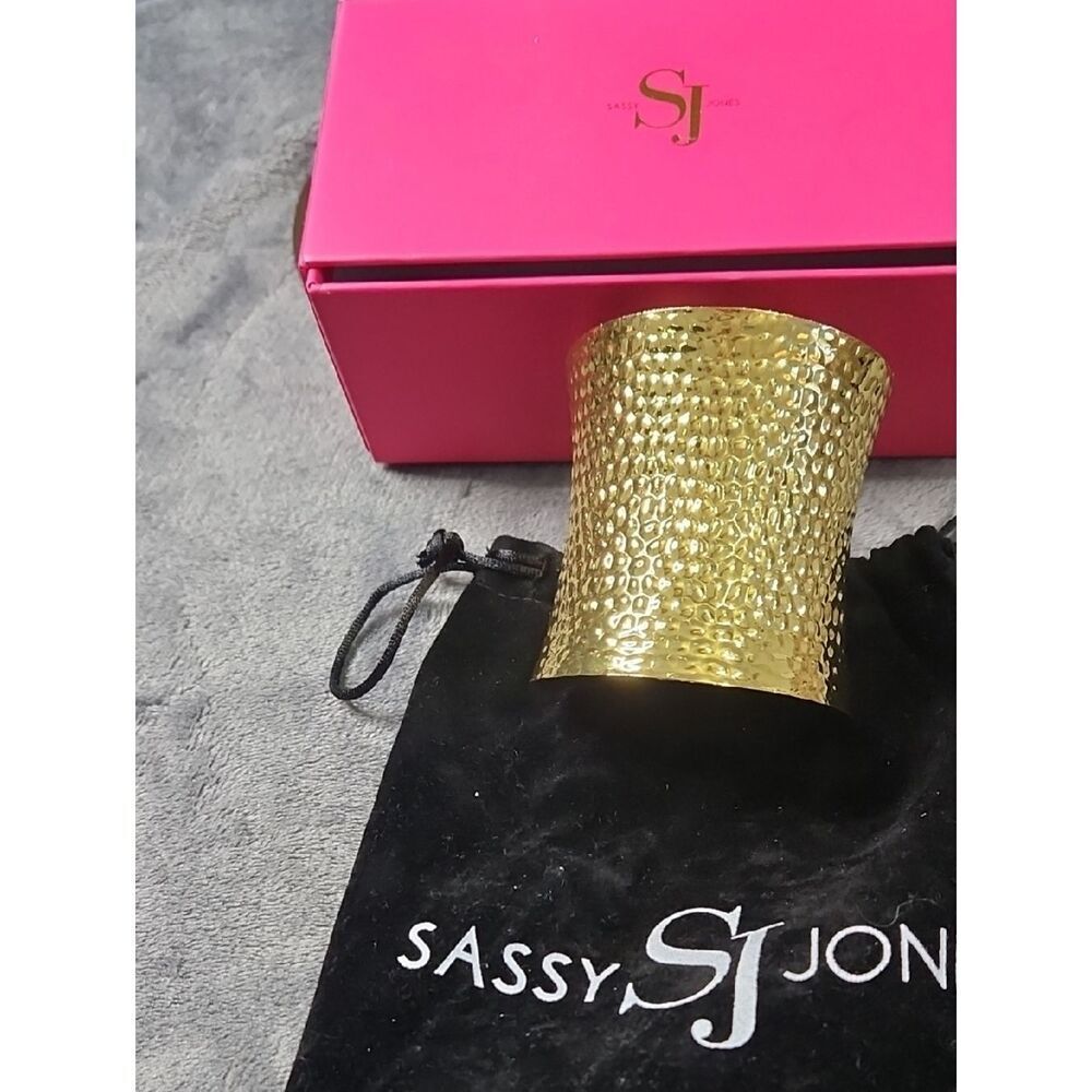 Sassy Jones Gold Hammered Cuff Bracelet